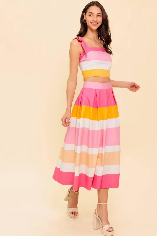 The Space Between Pink Woven Top and Skirt Set made by Flying Tomato