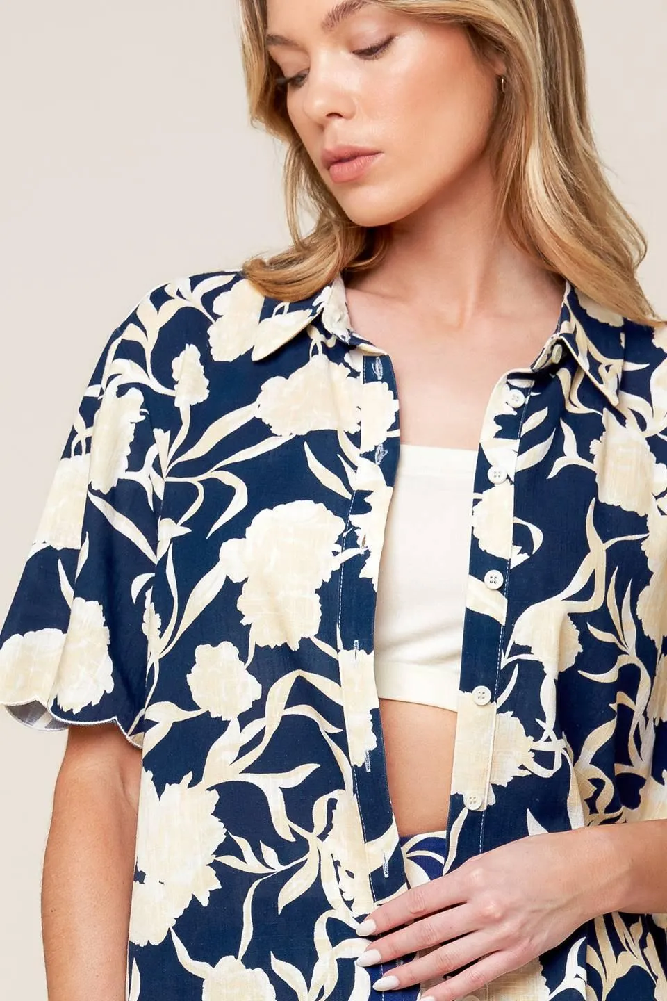 Slow Mornings Navy Woven Top and Shorts Set sold by Zulily product image thumbnail 4
