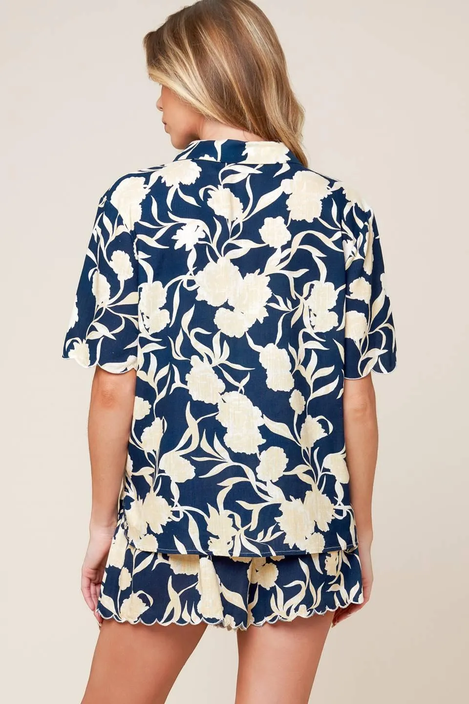 Slow Mornings Navy Woven Top and Shorts Set sold by Zulily product image thumbnail 2