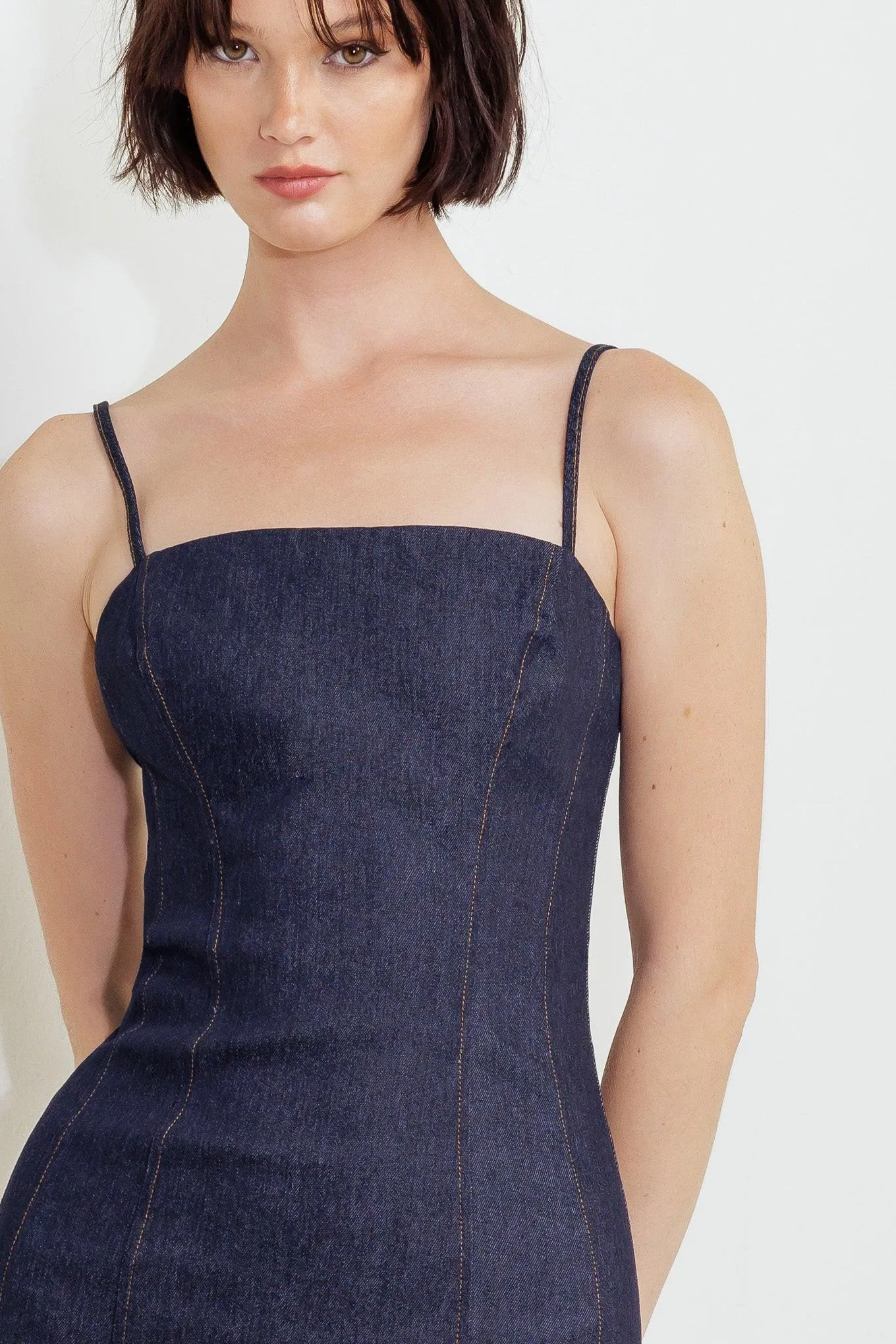 Quiet Curve Dark Denim Midi Dress sold by Zulily product image thumbnail 2