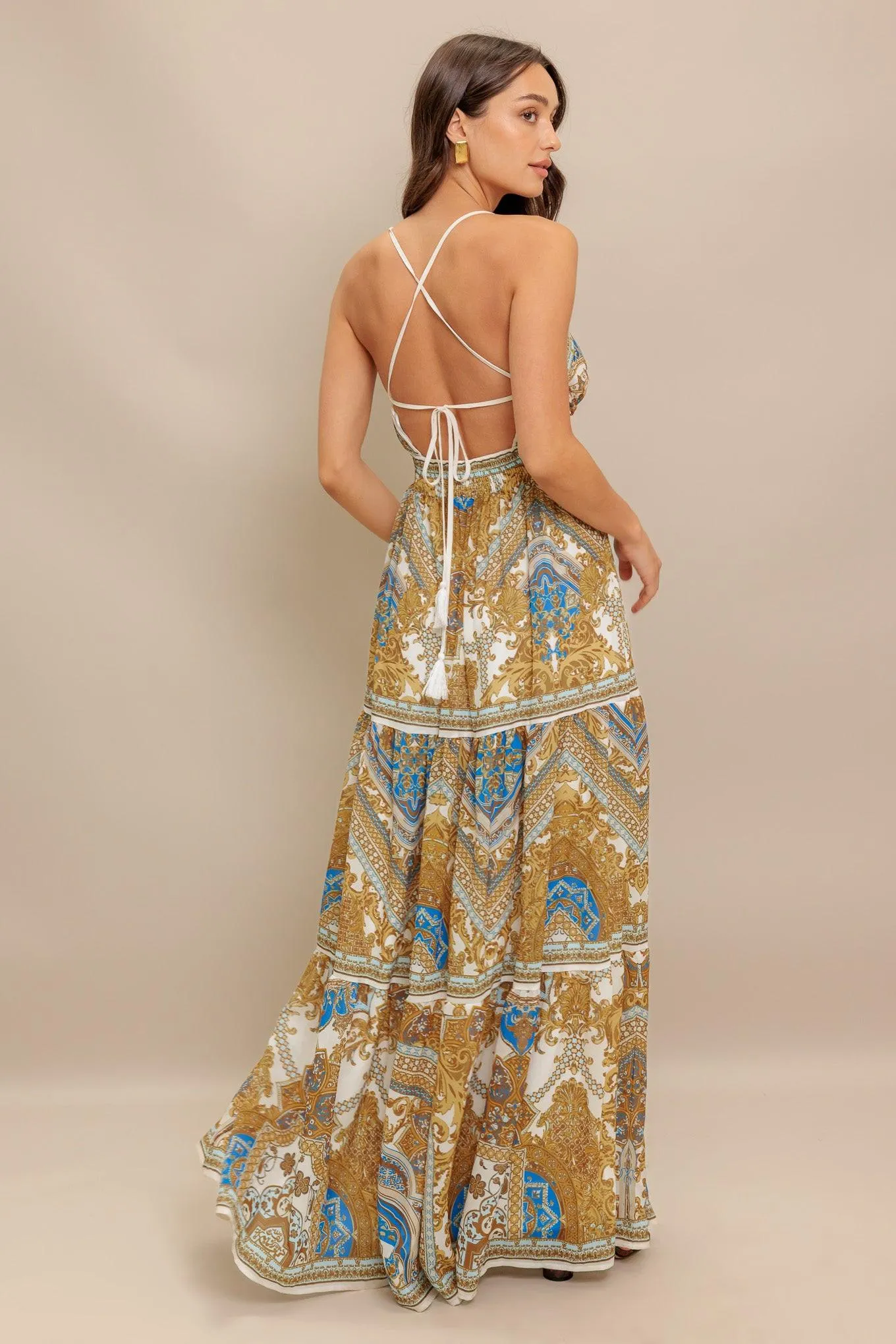 Golden Palazzo Woven Maxi Dress sold by Zulily product image thumbnail 2