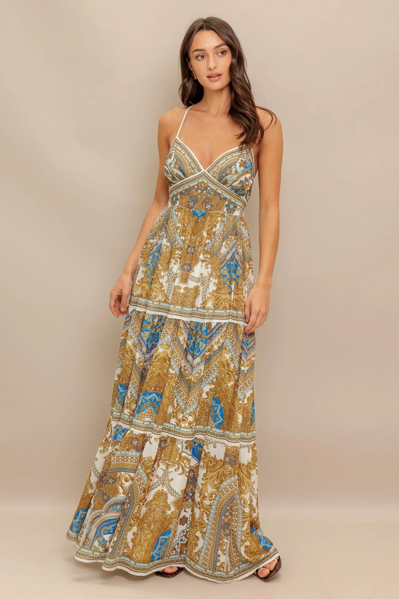 Golden Palazzo Woven Maxi Dress sold by Zulily product image thumbnail 3