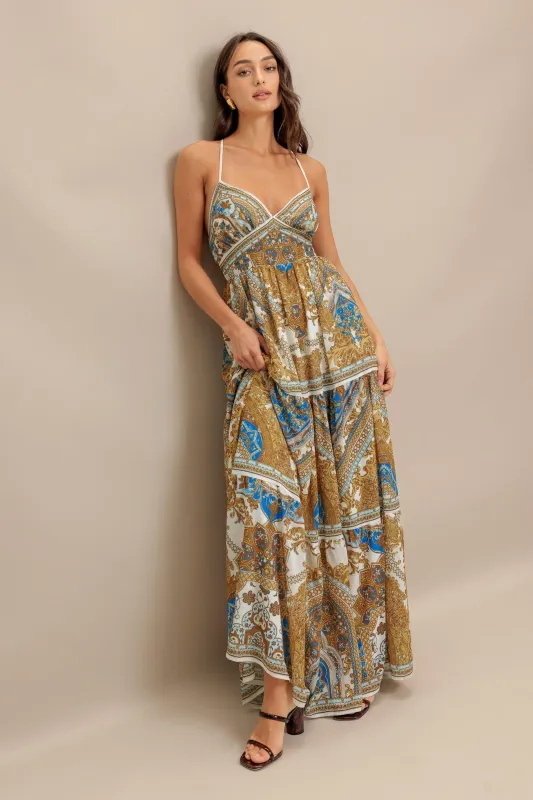 Golden Palazzo Woven Maxi Dress made by Flying Tomato