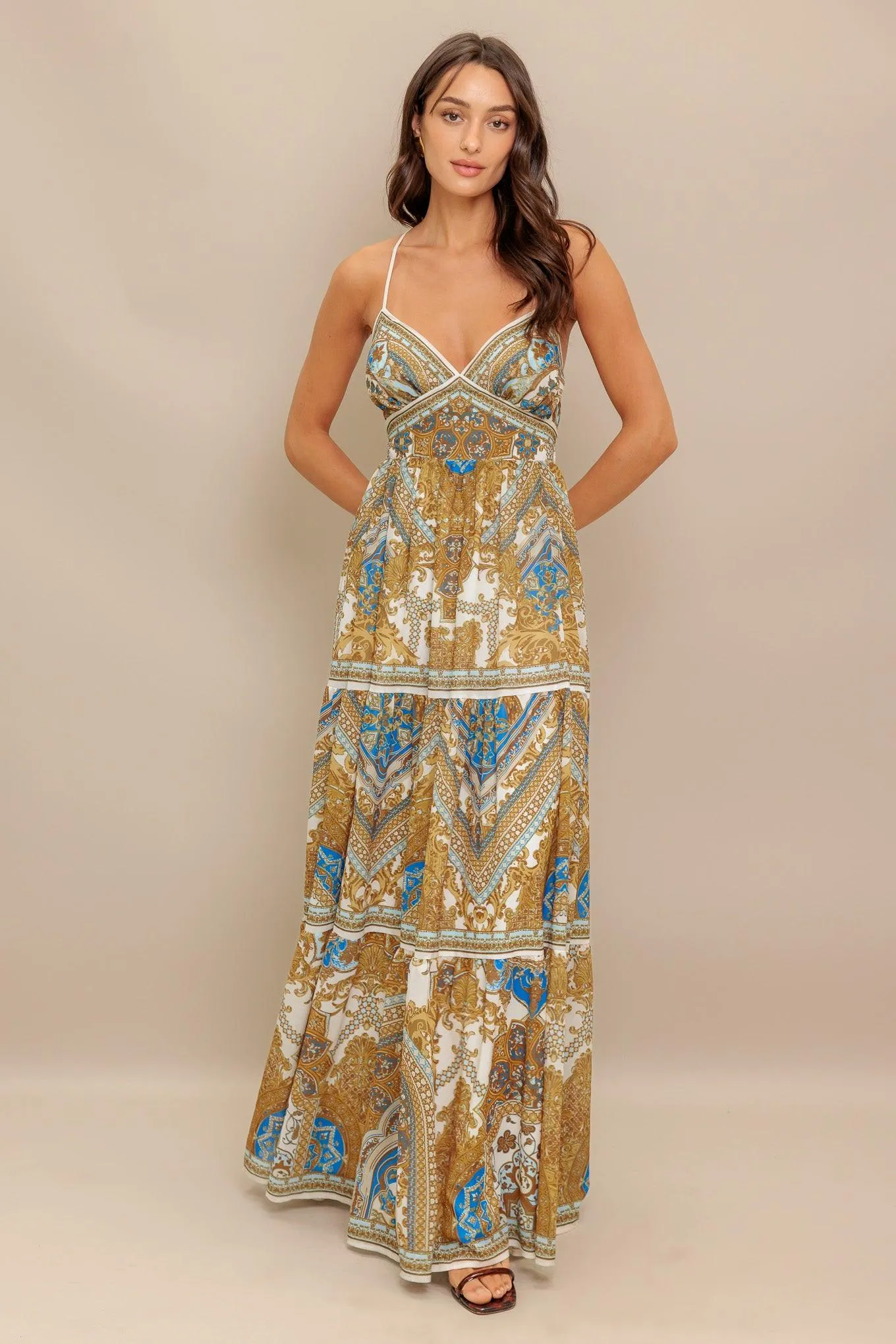 Golden Palazzo Woven Maxi Dress sold by Zulily product image thumbnail 5