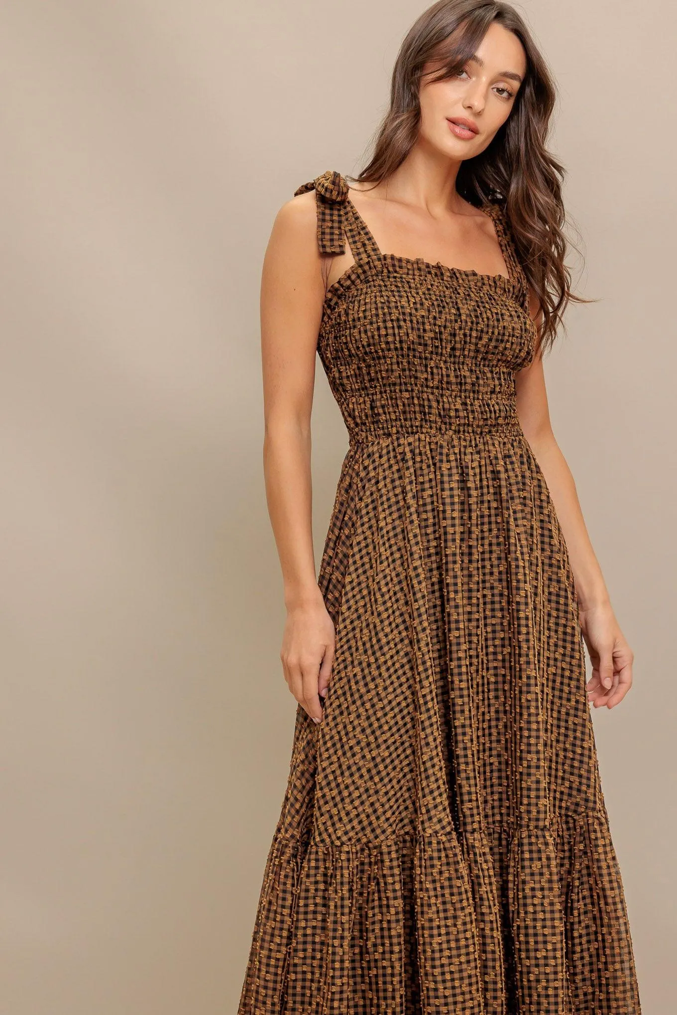Checked Daydream Woven Midi Dress sold by Zulily