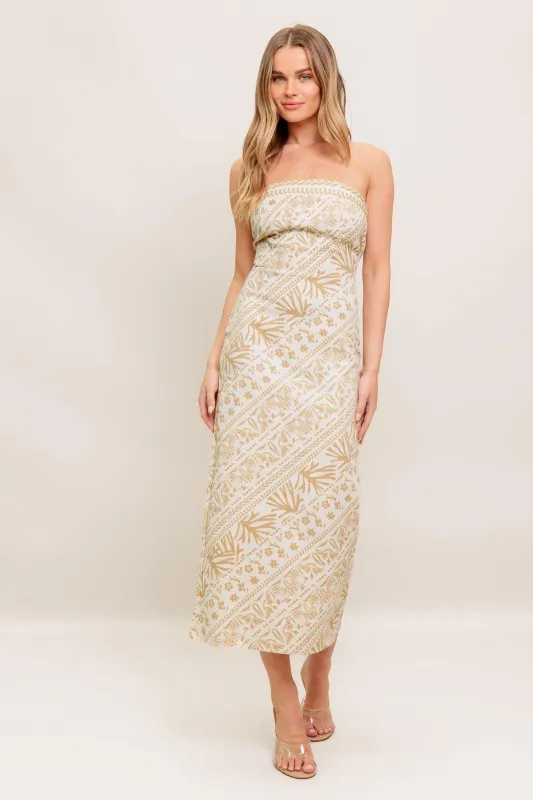 Boho Tropic Drape Woven Midi Dress made by Flying Tomato
