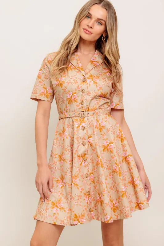 Peach Blossom Woven Mini Dress made by Flying Tomato