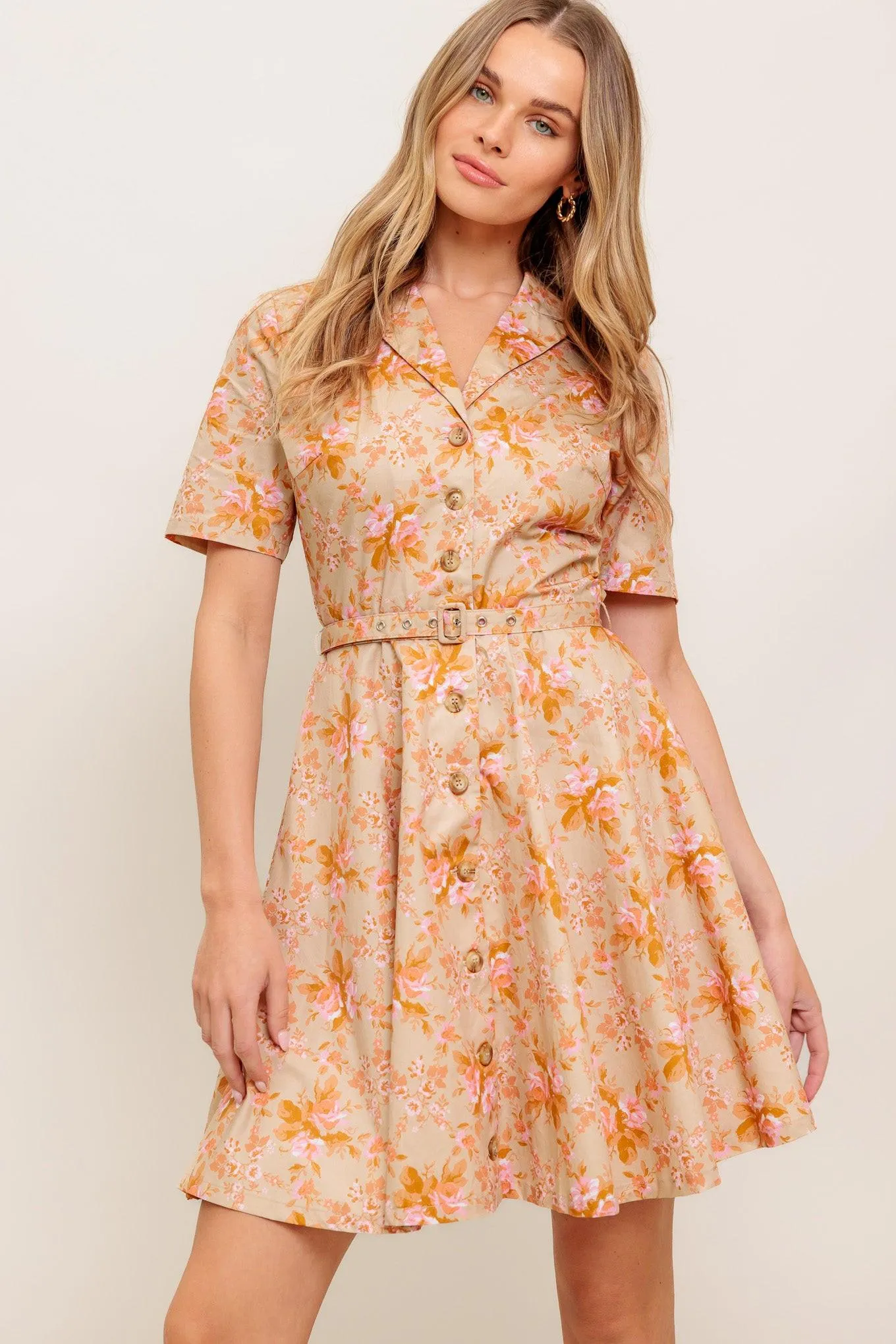 Peach Blossom Woven Mini Dress sold by Zulily