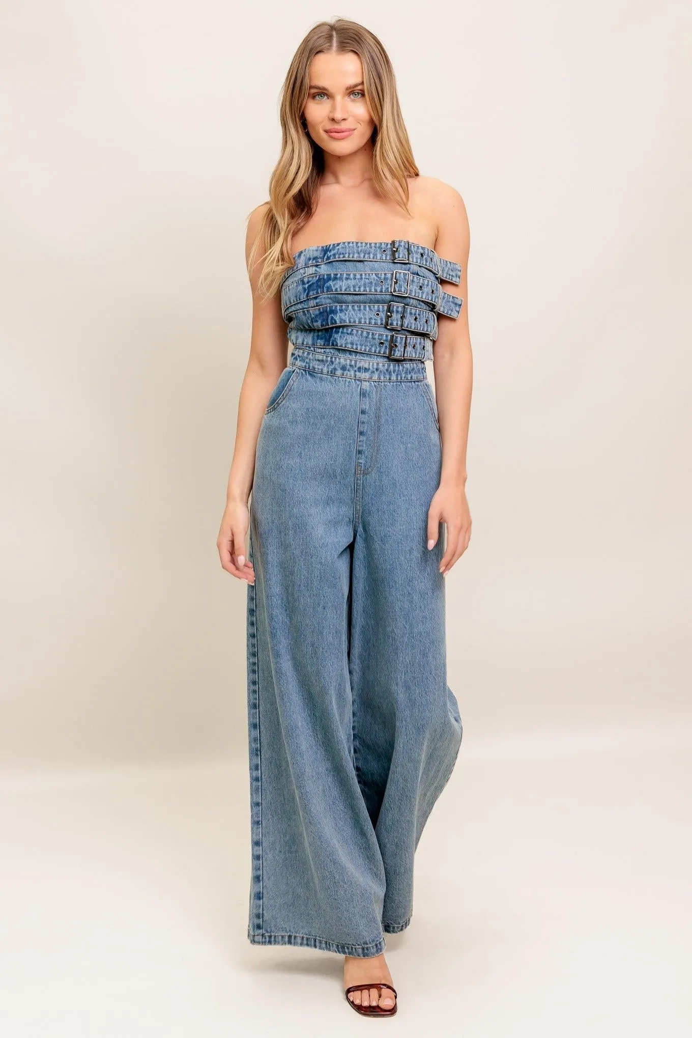 Urban Harness Denim Jumpsuit sold by Zulily