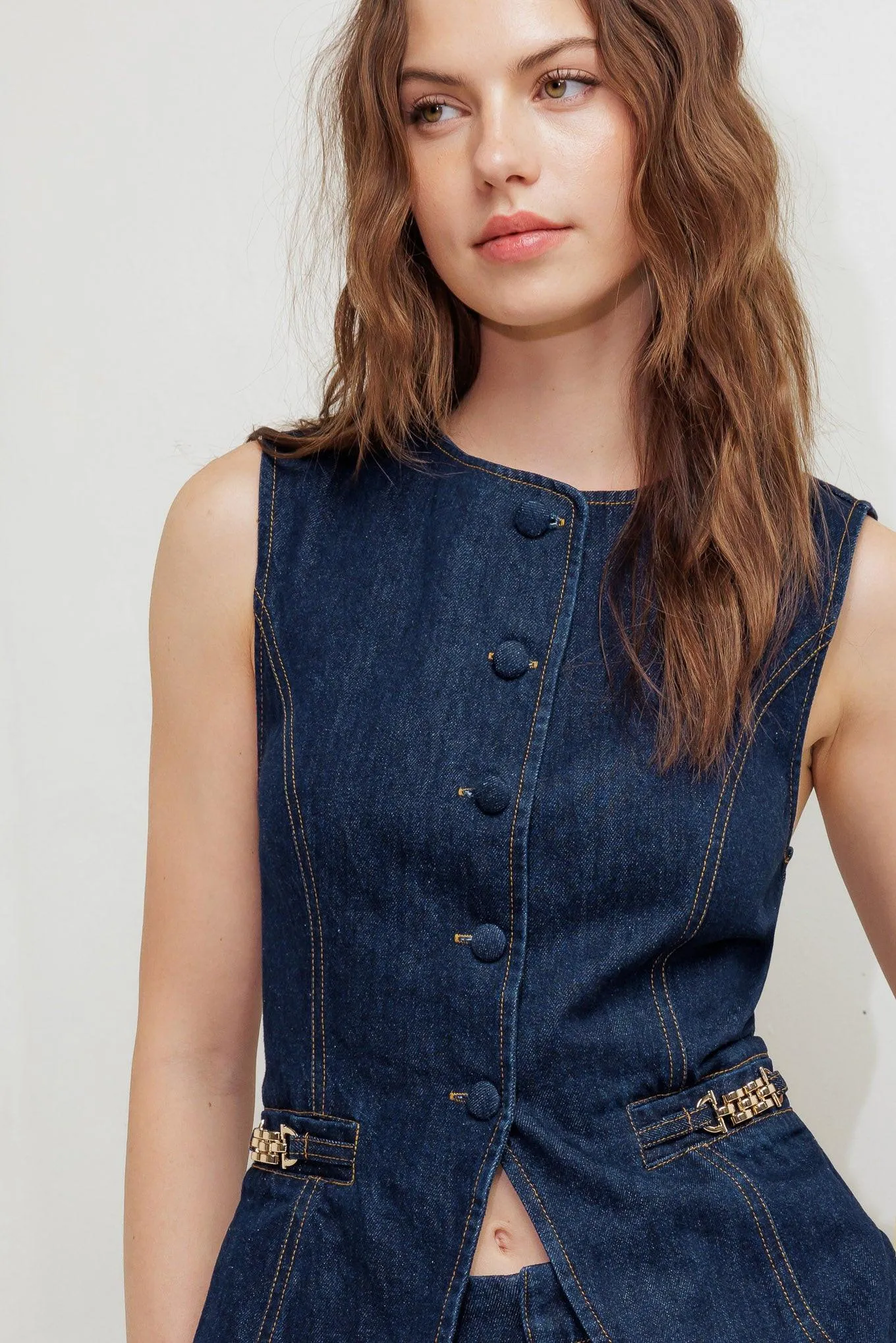 Indigo Icon Denim Vest sold by Zulily