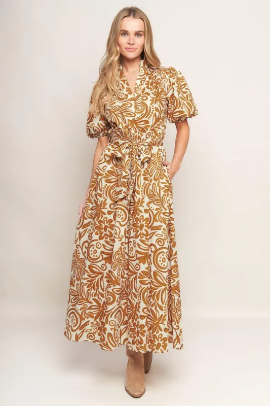 Cinnamon Garden Woven Midi Dress made by Flying Tomato