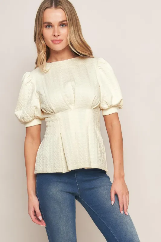 Cream Twist Woven Top made by Flying Tomato