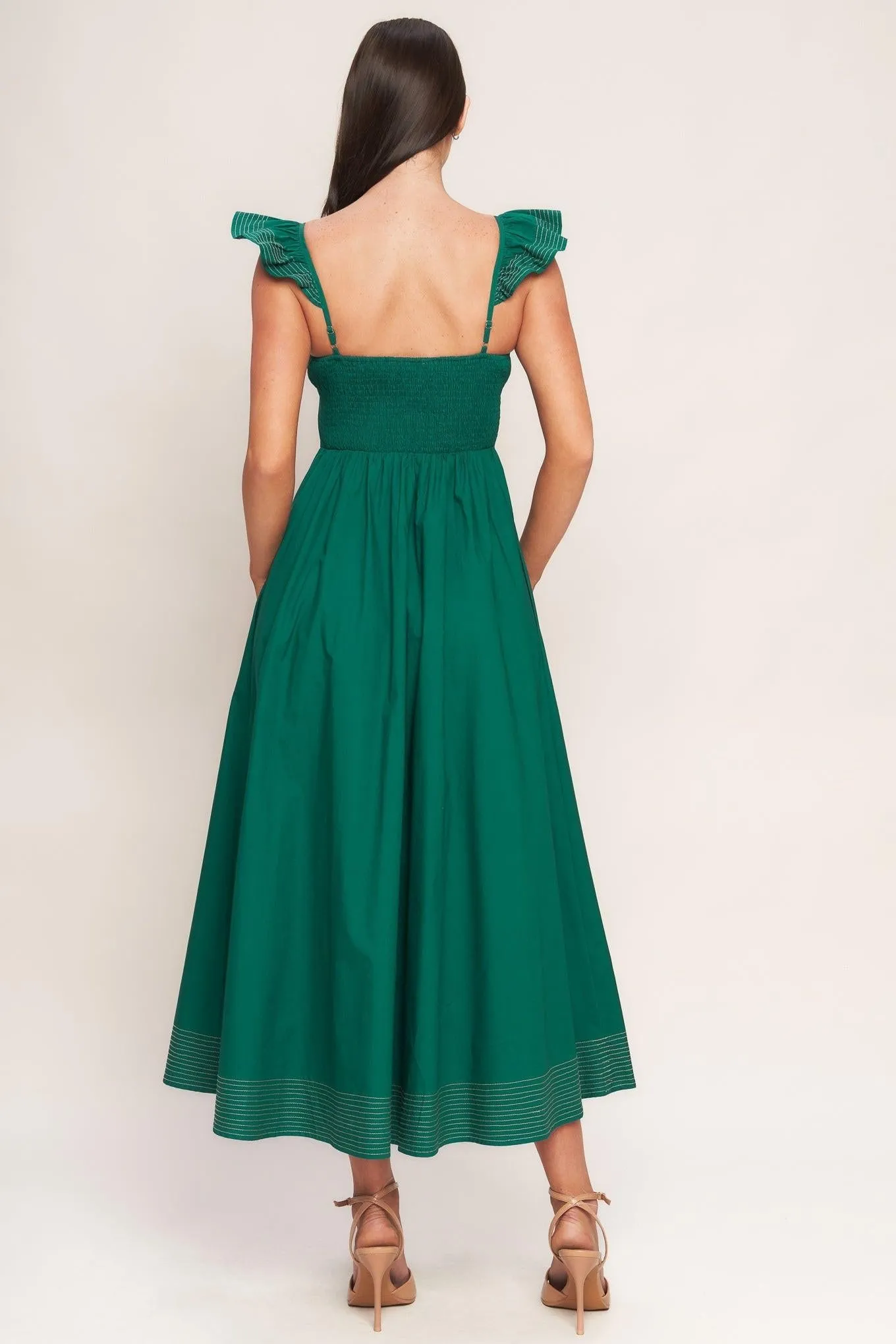 Tuscan Sunset Green Woven Midi Dress sold by Zulily product image thumbnail 4