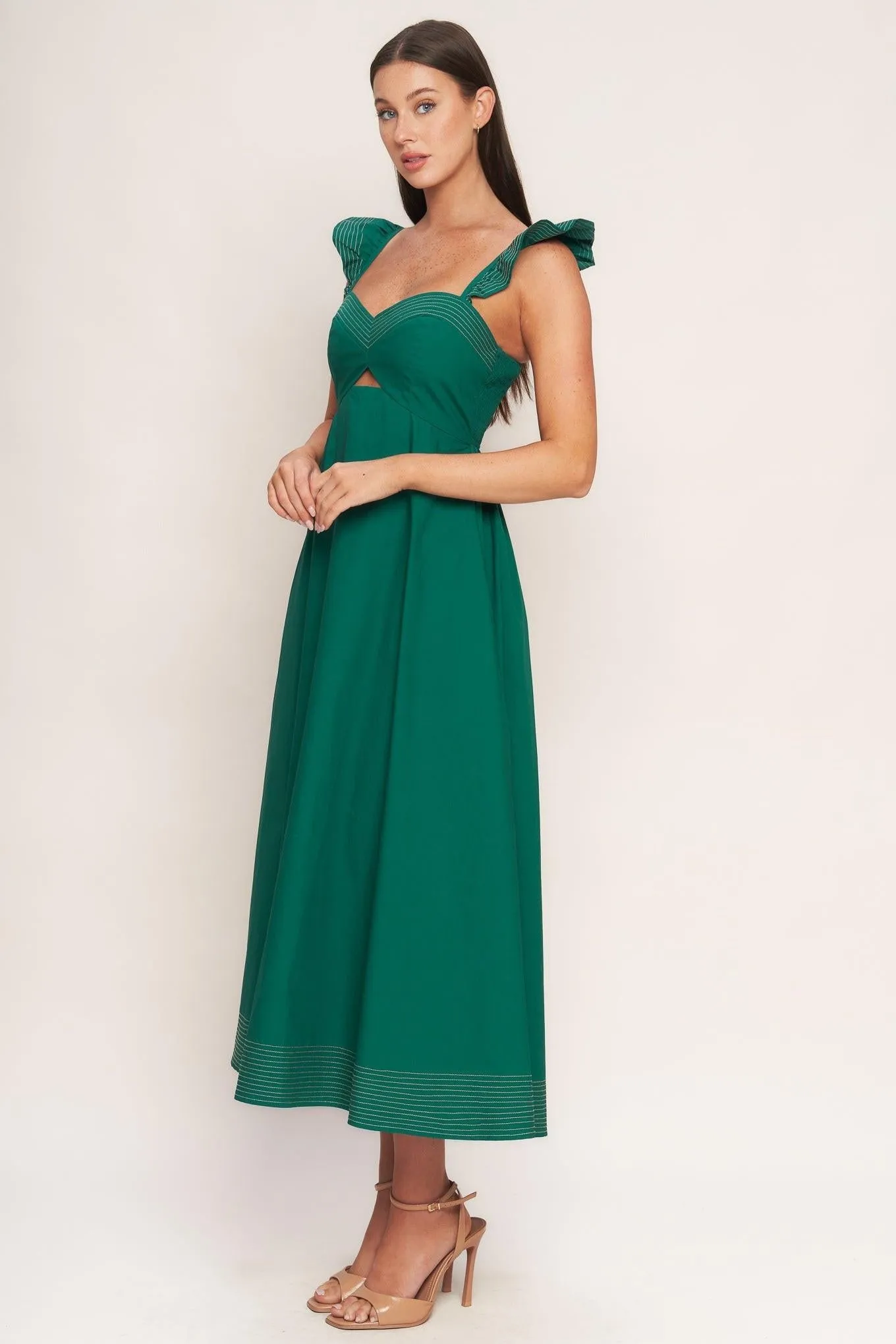 Tuscan Sunset Green Woven Midi Dress sold by Zulily product image thumbnail 5
