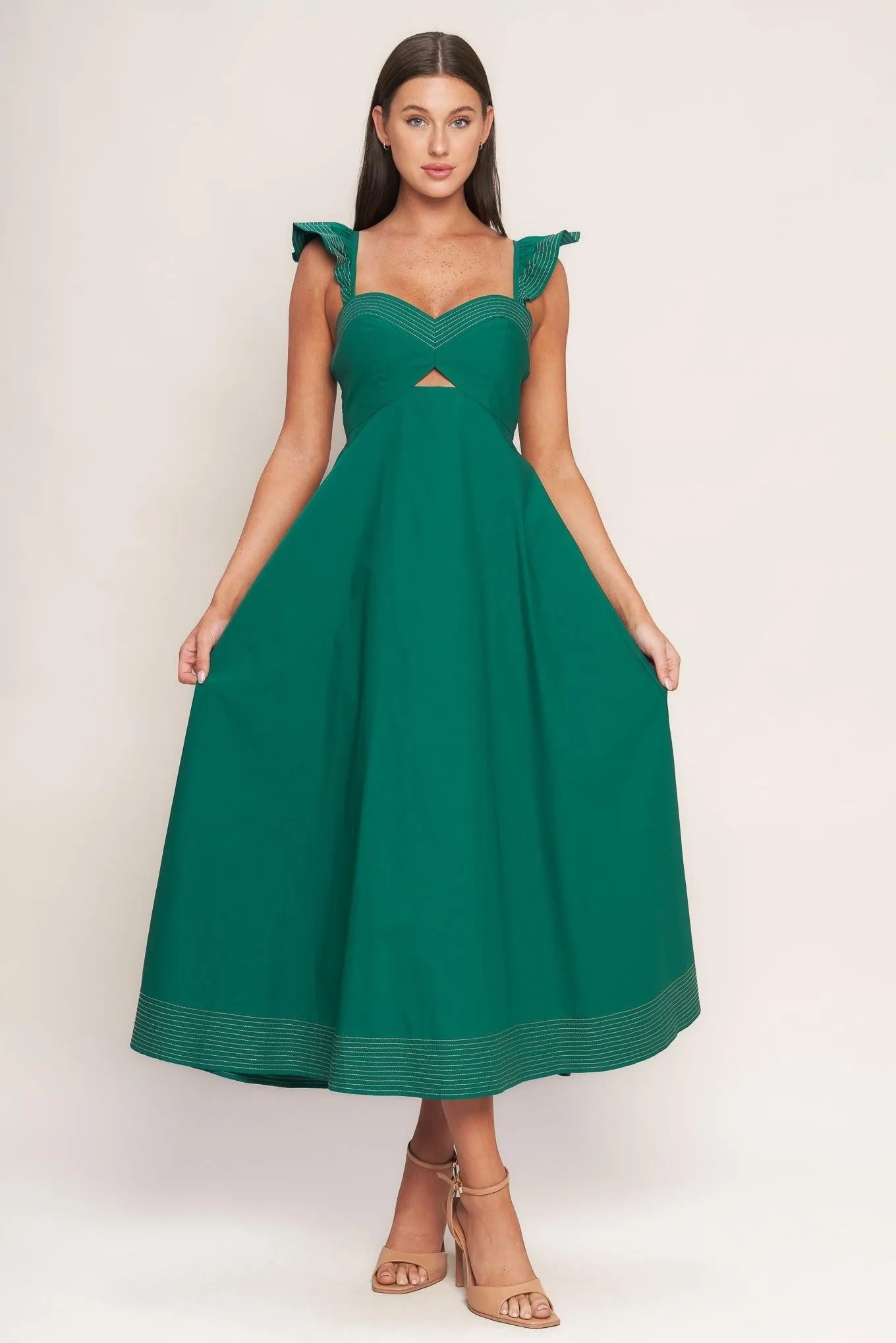 Tuscan Sunset Green Woven Midi Dress sold by Zulily product image thumbnail 3