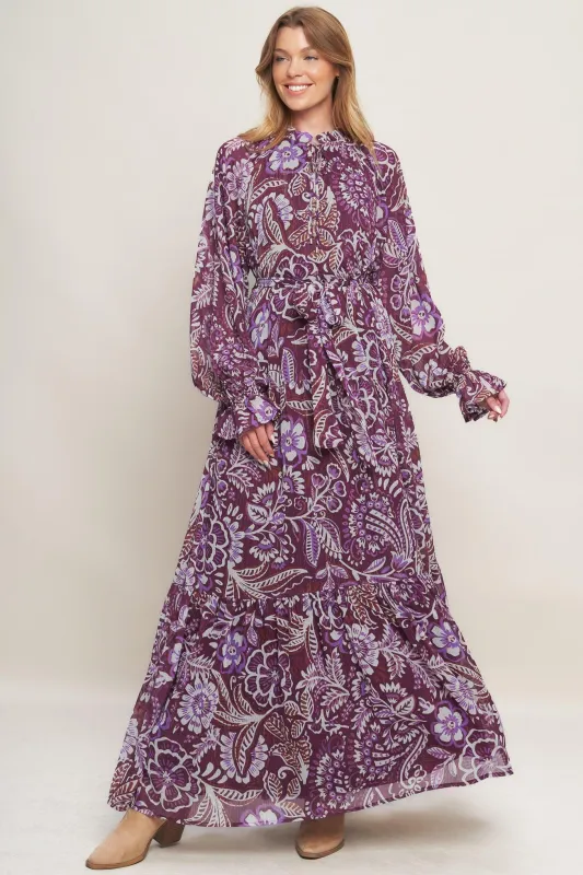 Violet Blossom Spirit Woven Maxi Dress made by Flying Tomato