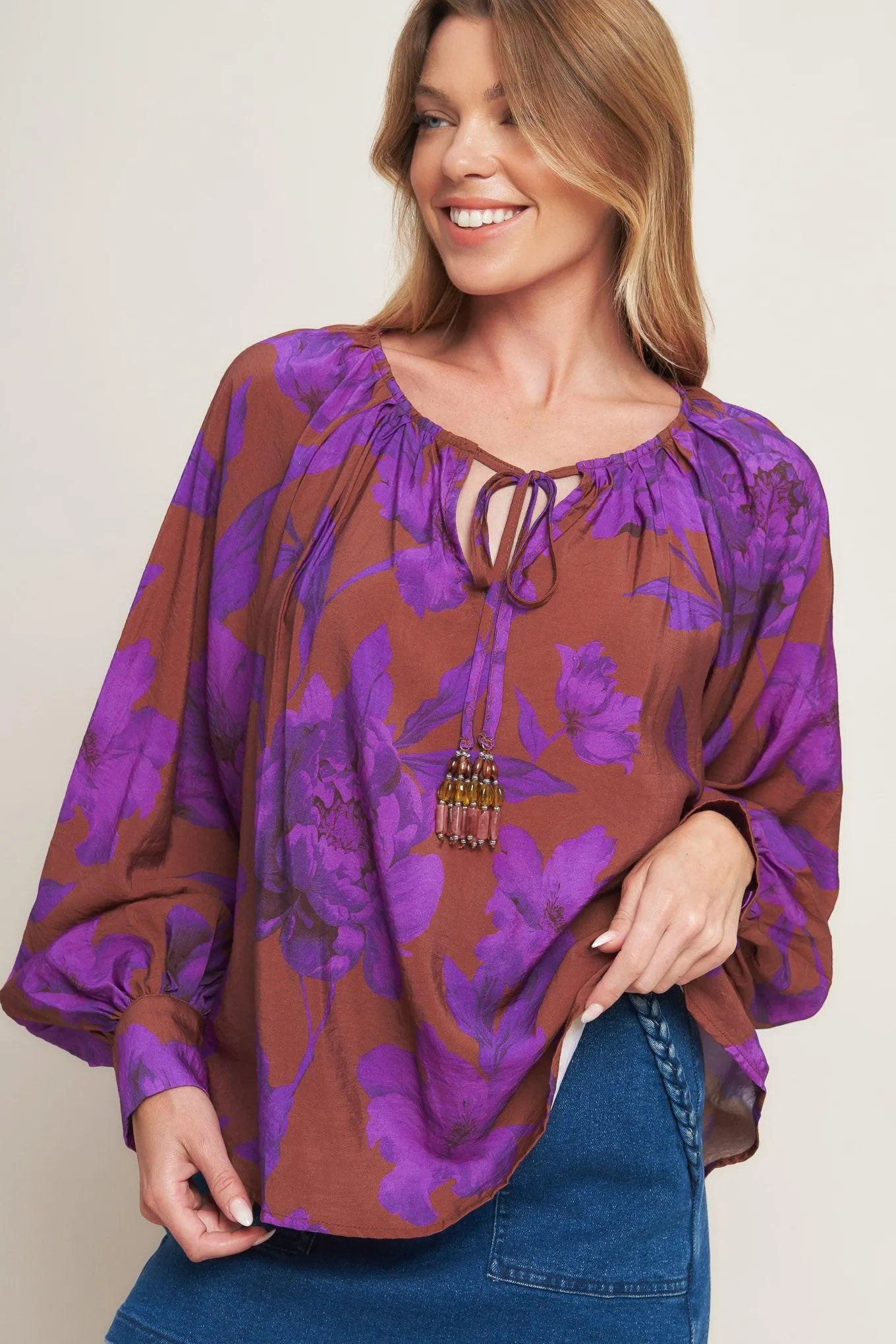 Violet Dream Woven Peasant Top sold by Zulily