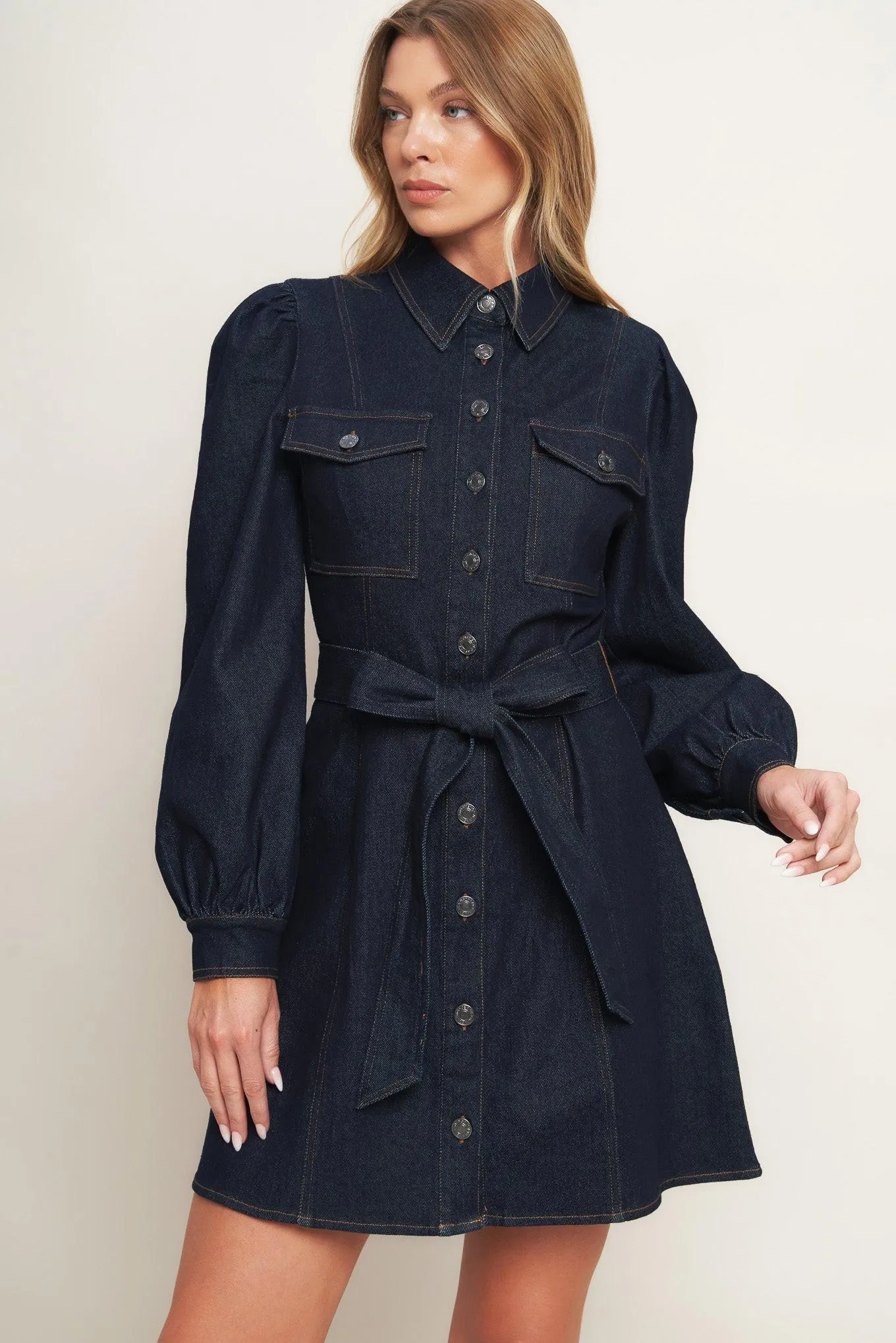 Holiday Dark Indigo Denim Mini Dress sold by Zulily