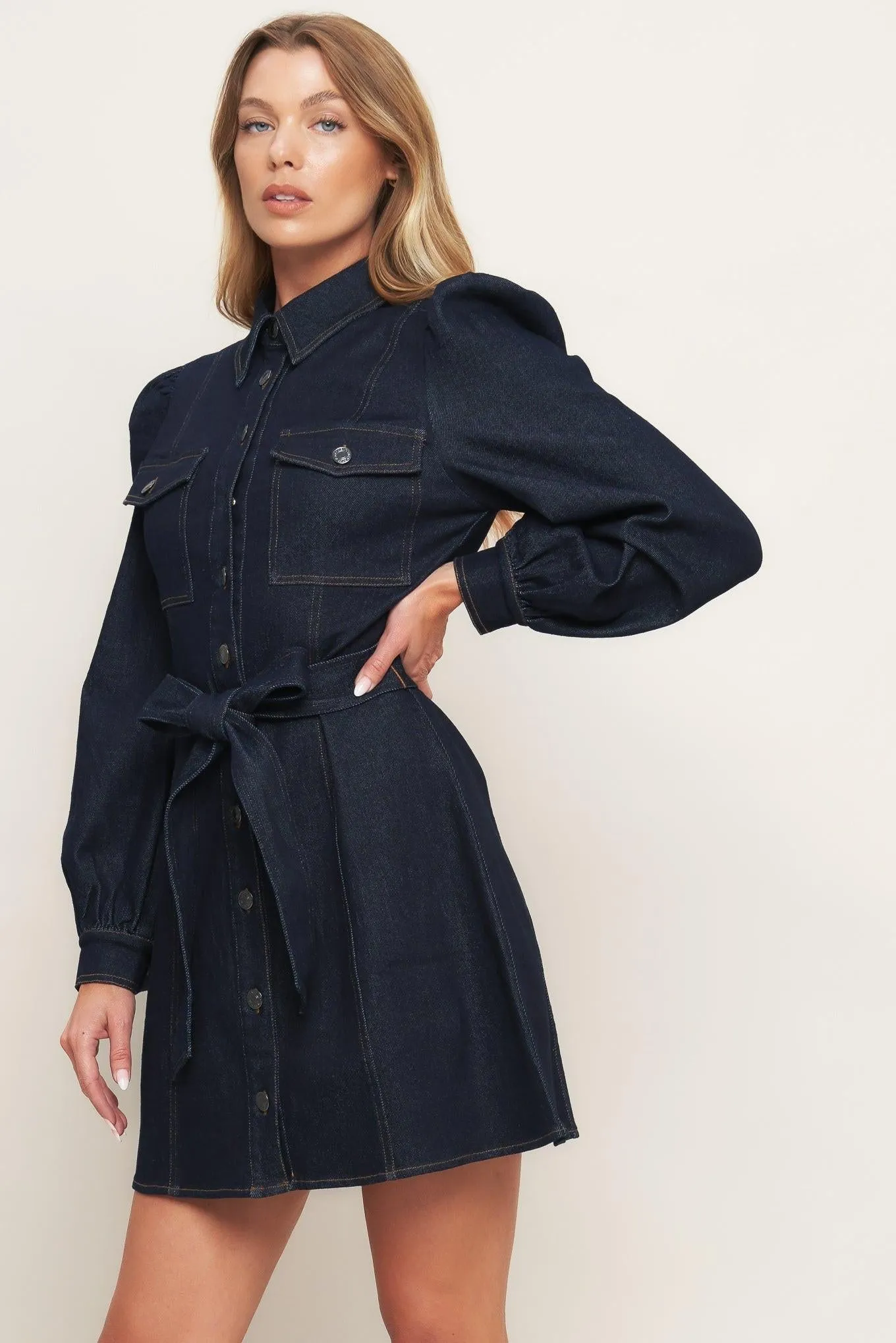 Holiday Dark Indigo Denim Mini Dress sold by Zulily product image thumbnail 5