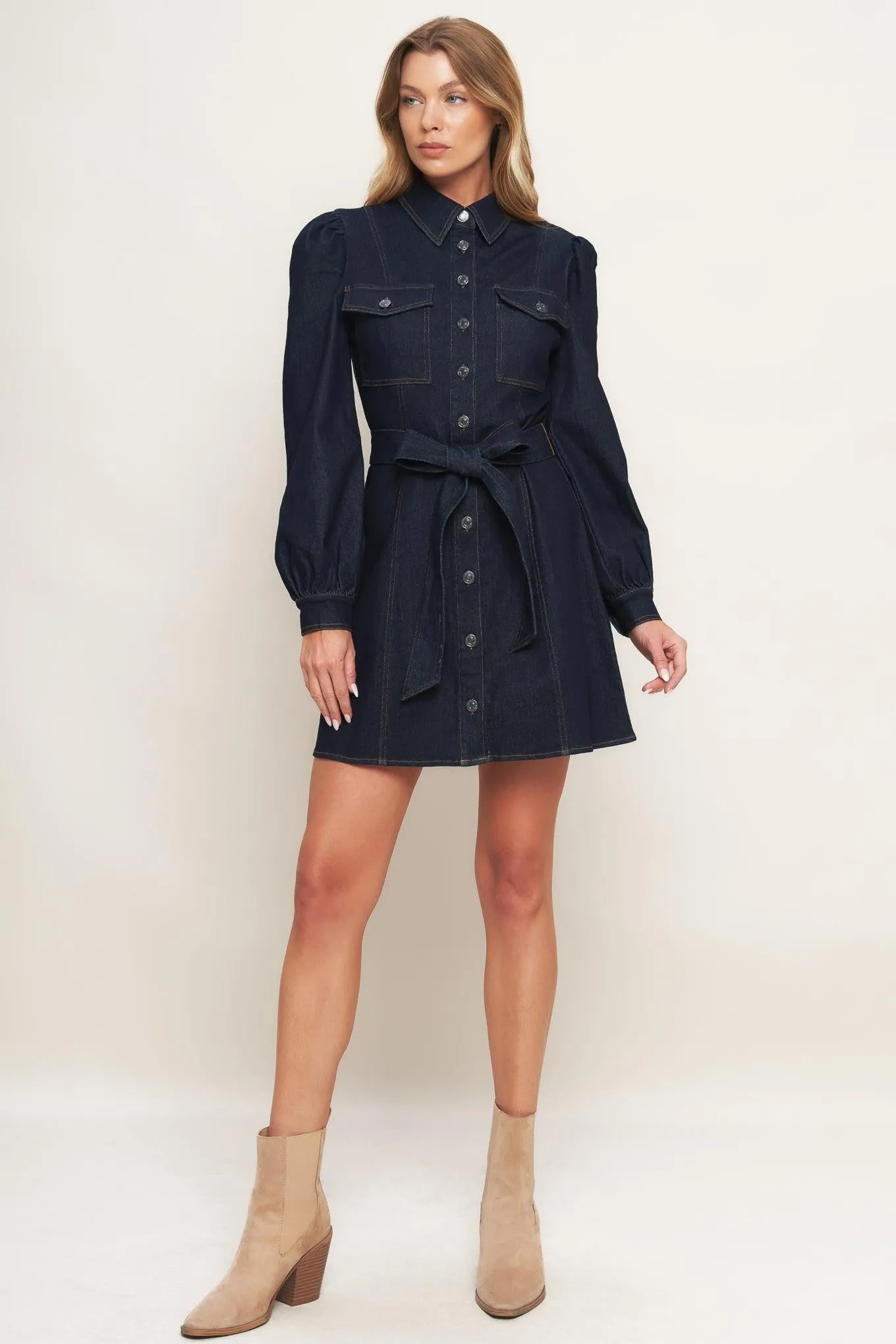 Holiday Dark Indigo Denim Mini Dress sold by Zulily product image thumbnail 3