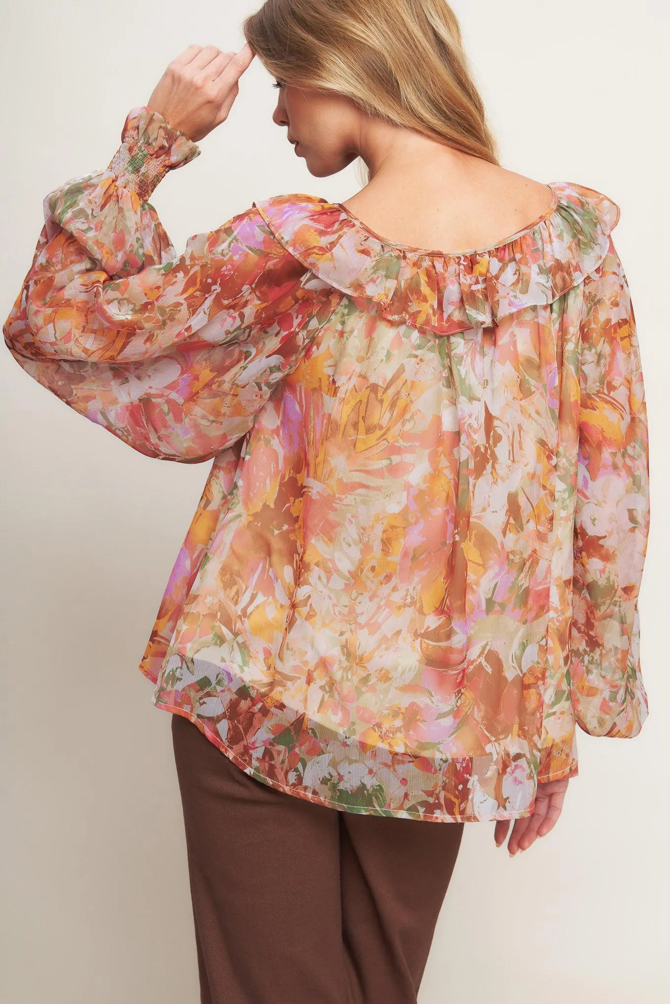 Soft Floral Rust Woven Top sold by Zulily product image thumbnail 5