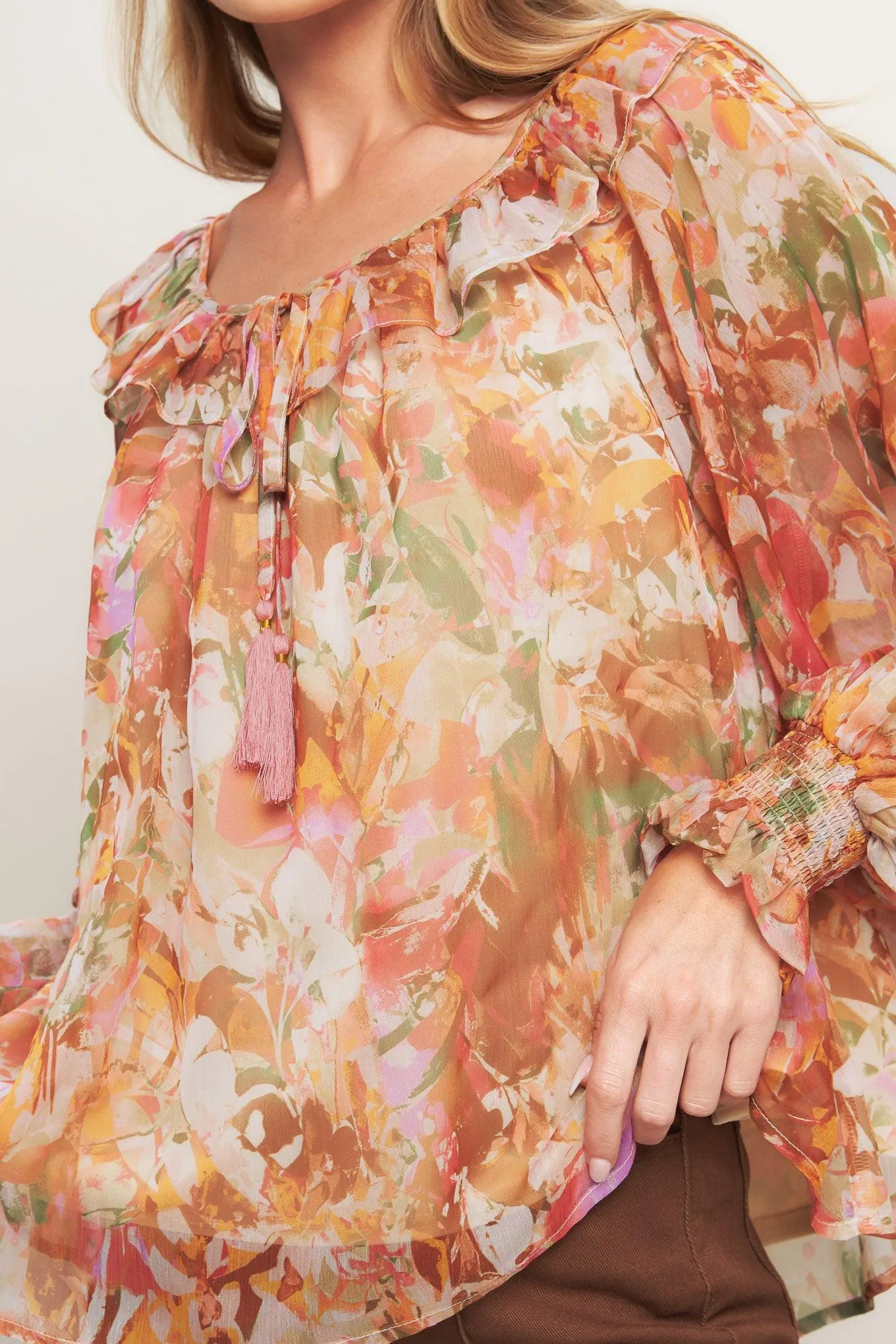 Soft Floral Rust Woven Top sold by Zulily product image thumbnail 2