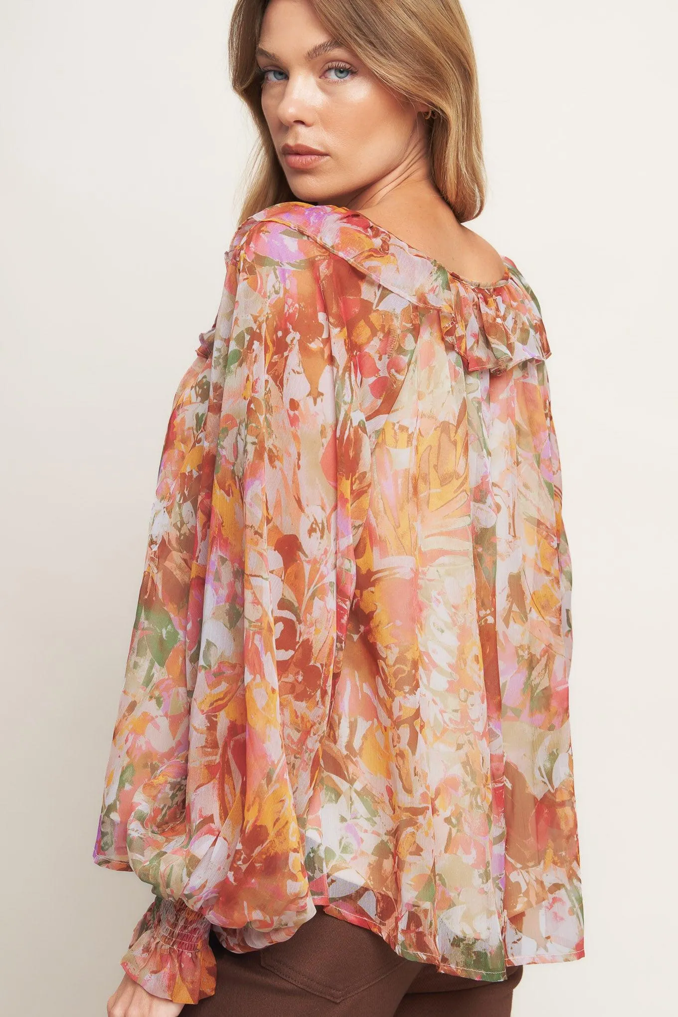 Soft Floral Rust Woven Top sold by Zulily product image thumbnail 3