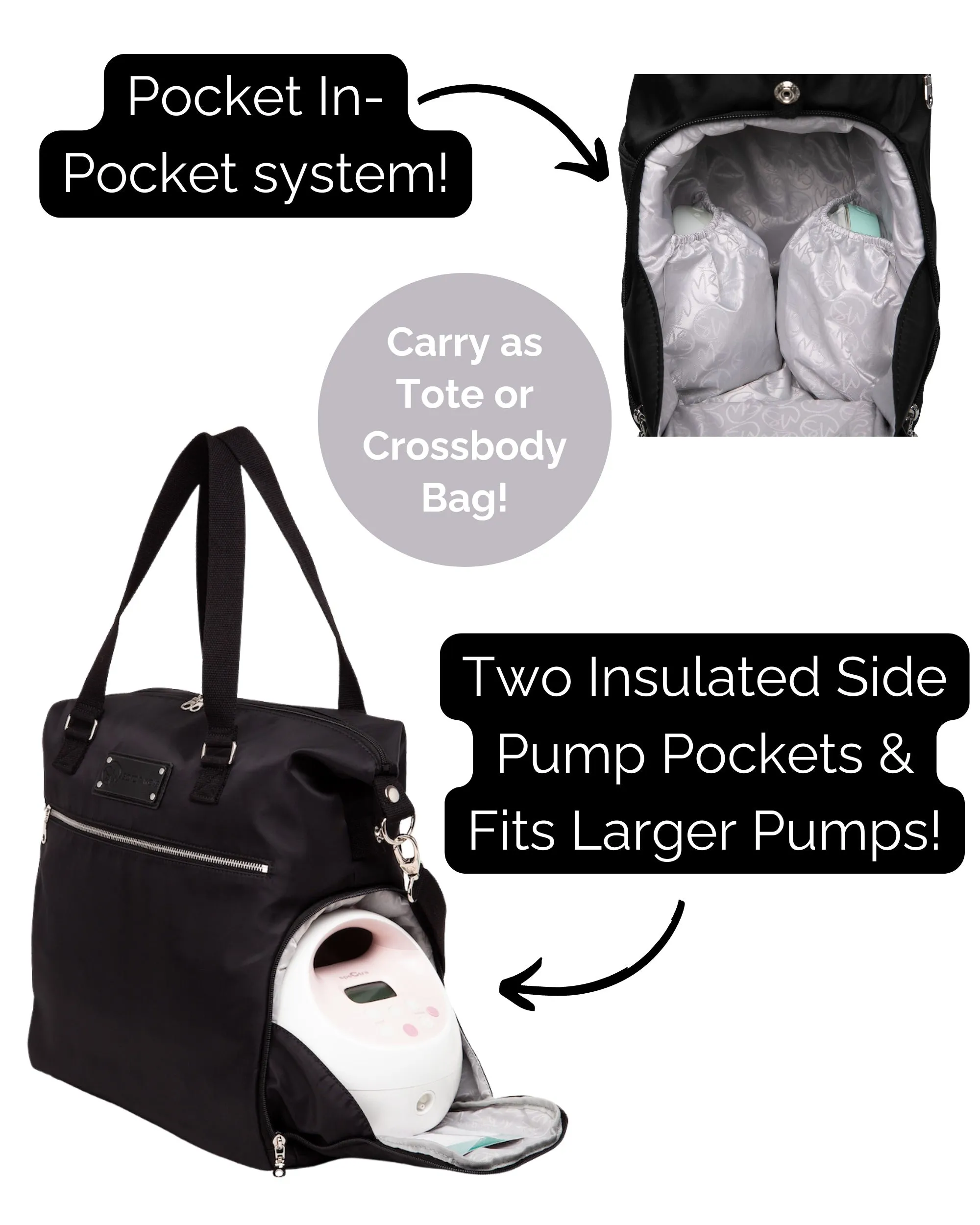 Sarah Wells Lizzy Breast Pump Tote – Lightweight, Easy-Clean Bag with Insulated Pocket, Laptop Sleeve & Side Storage – Fits Pumps & More sold by Zulily product image thumbnail 2
