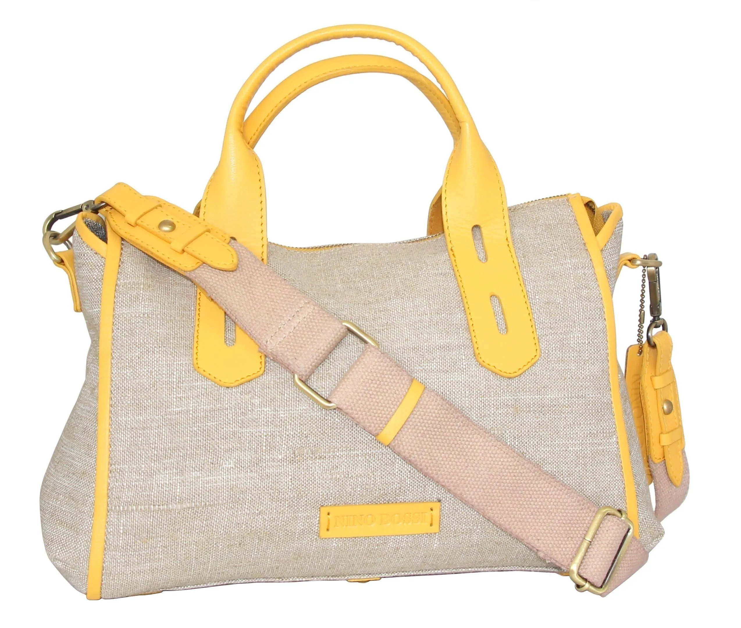 Britney Linen/Leather Satchel in Lemon sold by Zulily