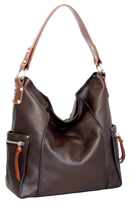 Alberta Leather Hobo in Chocolate made by Zulily