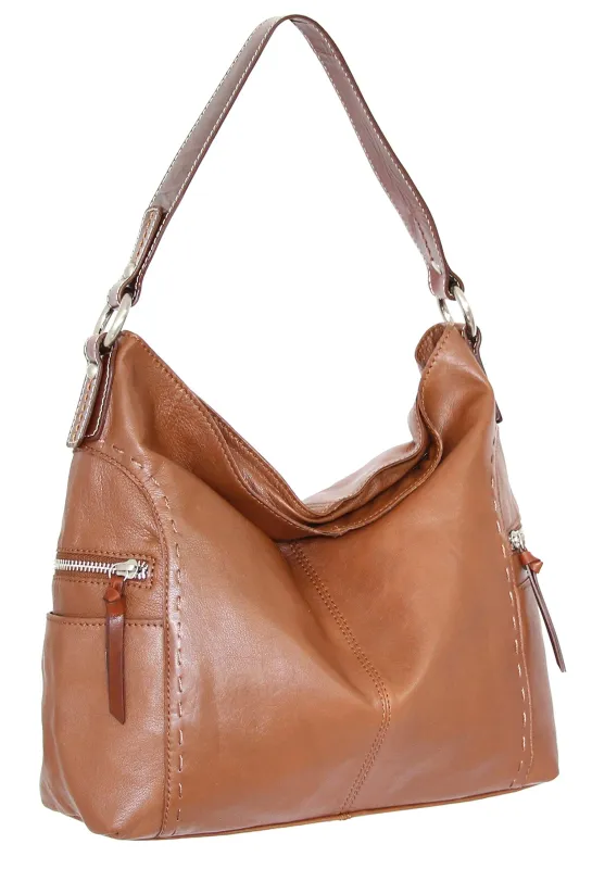 Delana Linen/Leather Tote in Cognac made by Zulily