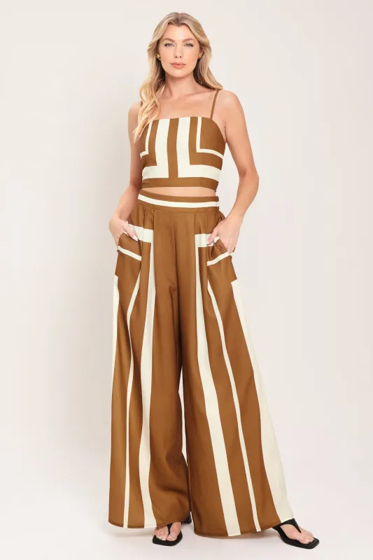 Luxe Coast Woven Top and Pant Set made by Flying Tomato