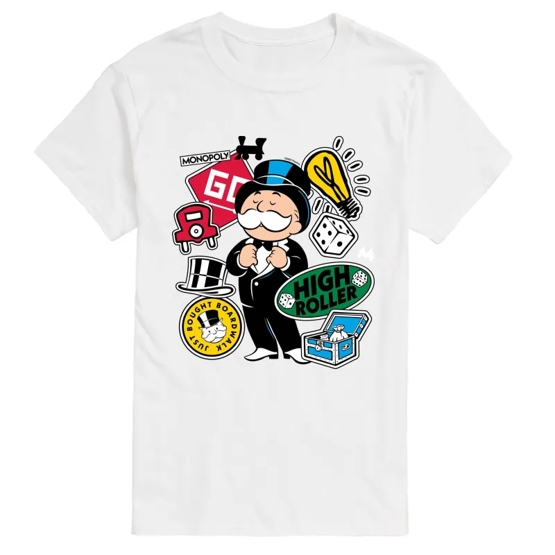 Monopoly - Icon Stickers - Men's Short Sleeve Graphic T-Shirt made by Zulily