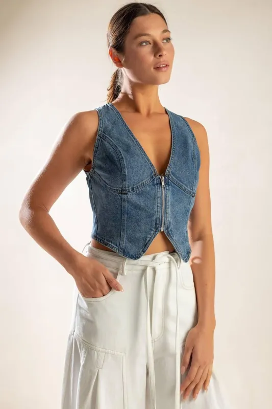 Picture Perfect Denim Vest made by Flying Tomato