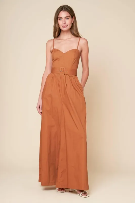Elevated Icon Brown Woven Jumpsuit made by Flying Tomato