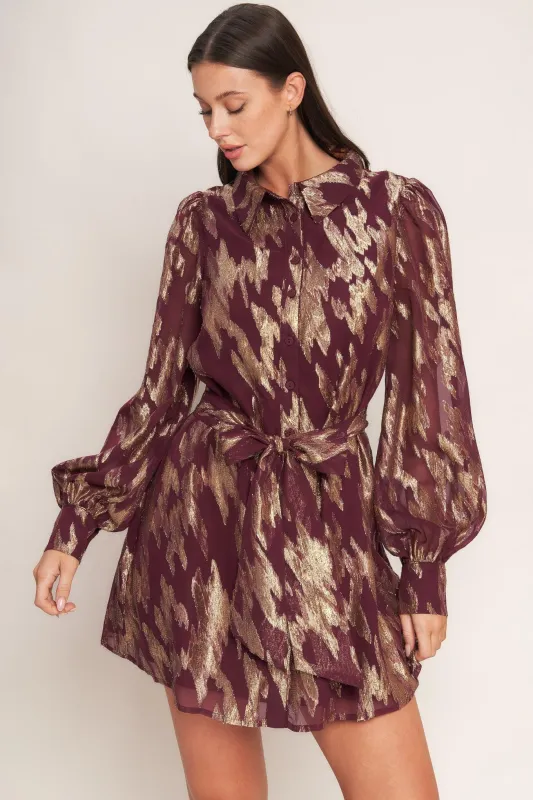 Metallic Muse Woven Mini Dress made by Flying Tomato