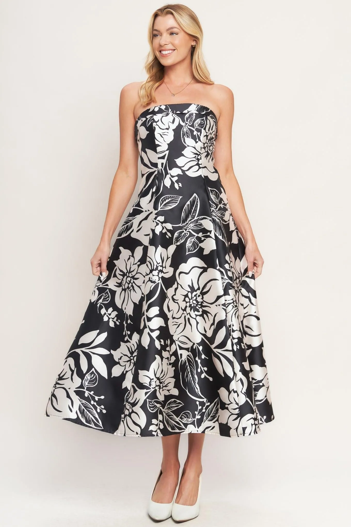 Elegant Bloom Swirl Woven Midi Dress sold by Zulily product image thumbnail 4
