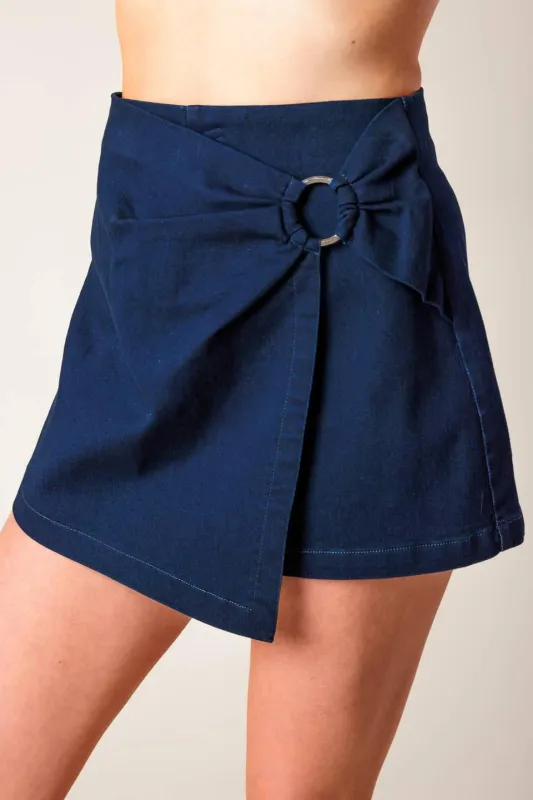 Taking Time Off Denim Woven Skort made by Flying Tomato
