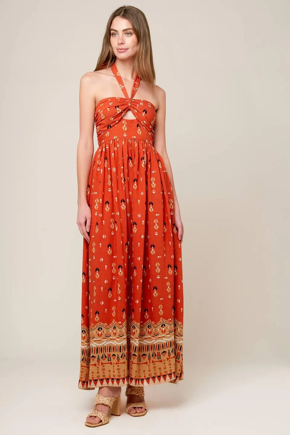 Sidewalk Café Terracotta Woven Maxi Dress sold by Zulily