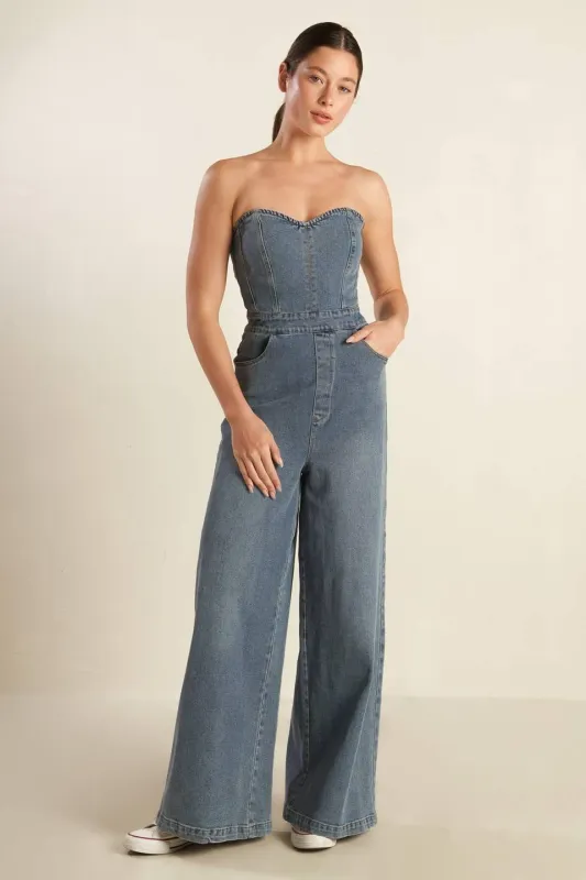 Look What We Started Denim Junpsuit made by Flying Tomato
