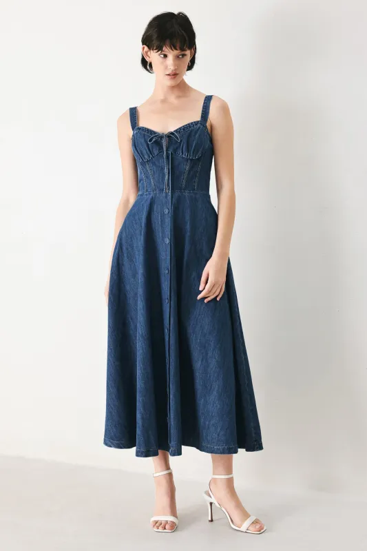 Blue Crush Denim Midi Dress made by Flying Tomato