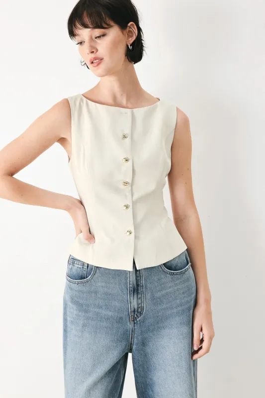 Modern Minimal Woven Vest made by Flying Tomato