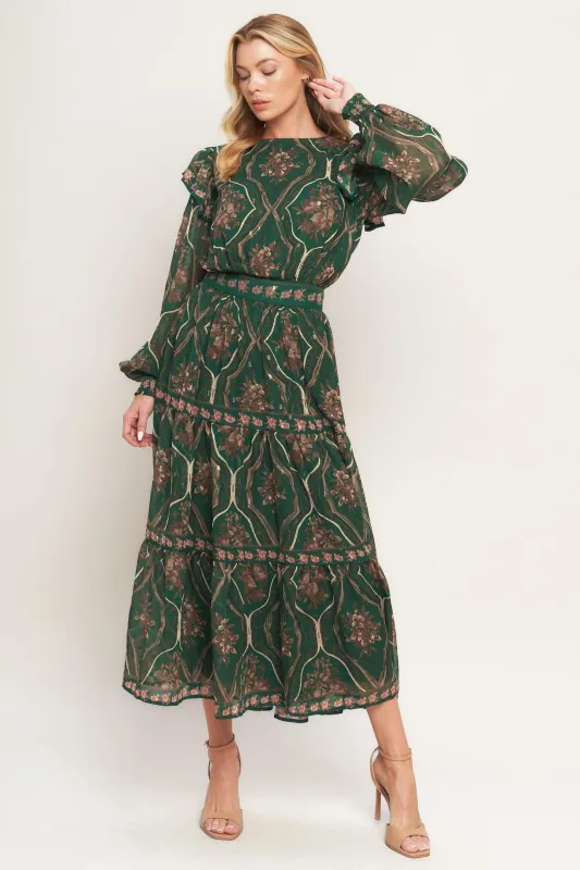 Garden Labyrinth Woven Midi Dress made by Flying Tomato