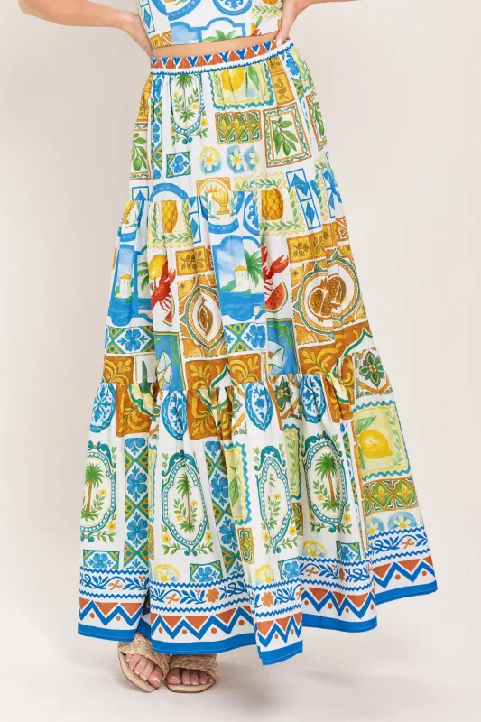 Sicilian Summer Woven Maxi Skirt made by Flying Tomato