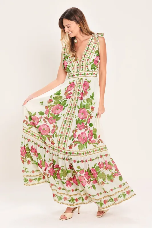 Rose Vine Romance Woven Maxi Dress made by Flying Tomato
