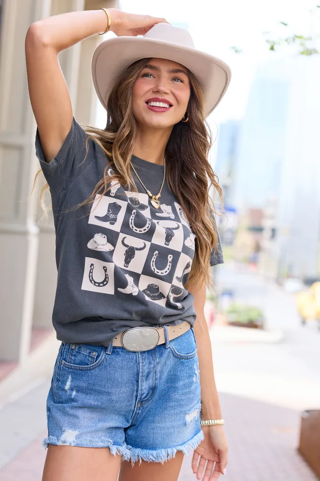 Country Checkered Dark Grey Graphic Tee sold by Zulily product image thumbnail 4