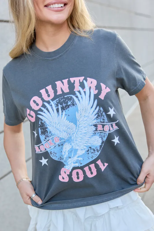 Country Soul Dark Grey Graphic Tee made by Pink Lily