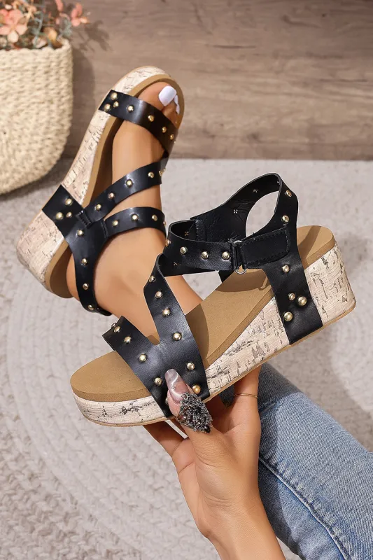 Threaded Pear Arleth Out Leather Wedge Sandals made by Threaded Pear