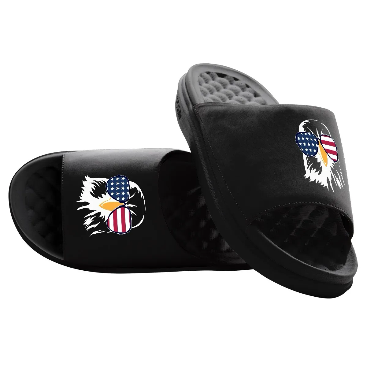 Bald Eagle Sunglasses Motive Slide Sandals sold by Zulily