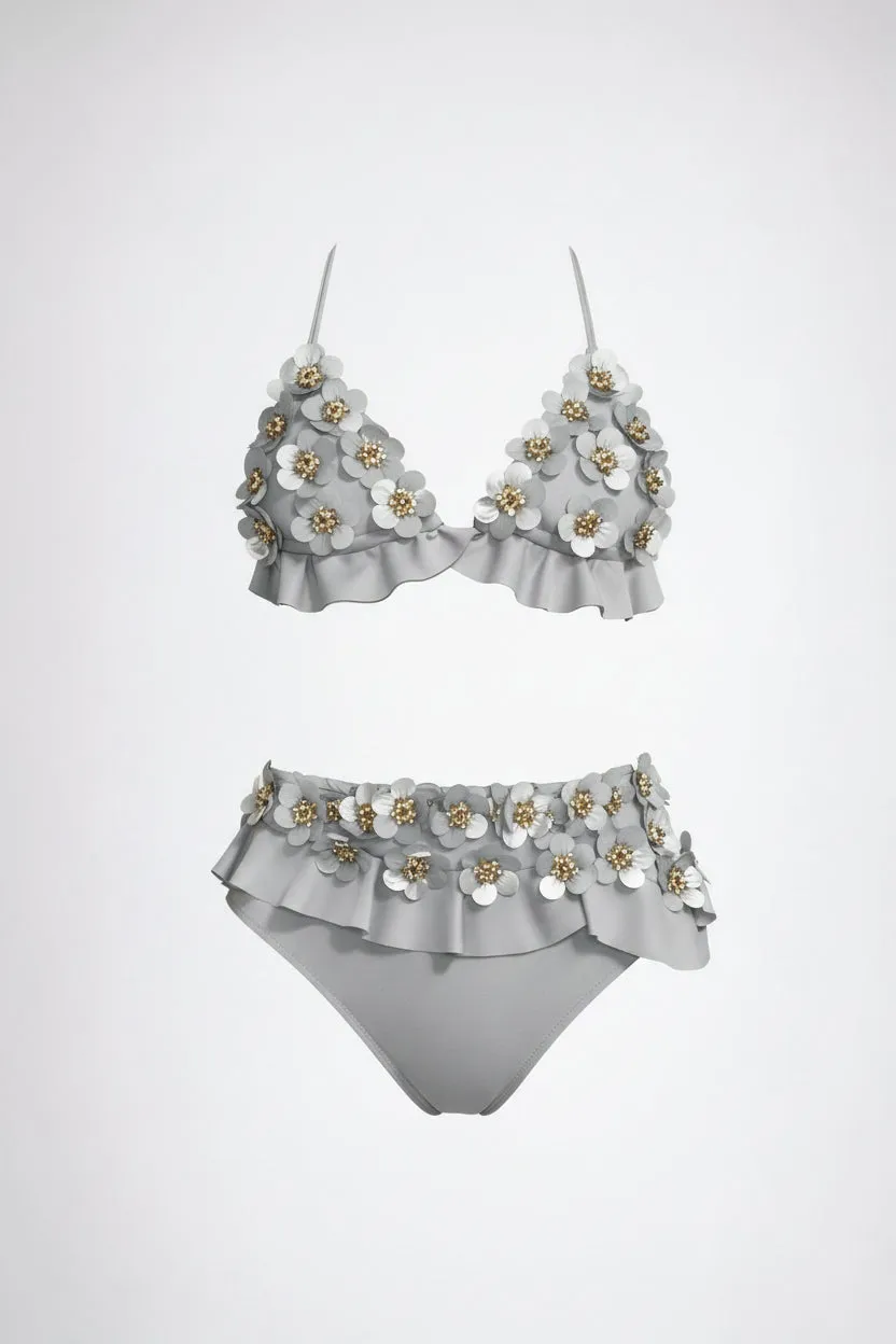 Christian Audigier Flora High Waist Bikini Silver BM061-818 sold by Zulily product image thumbnail 3